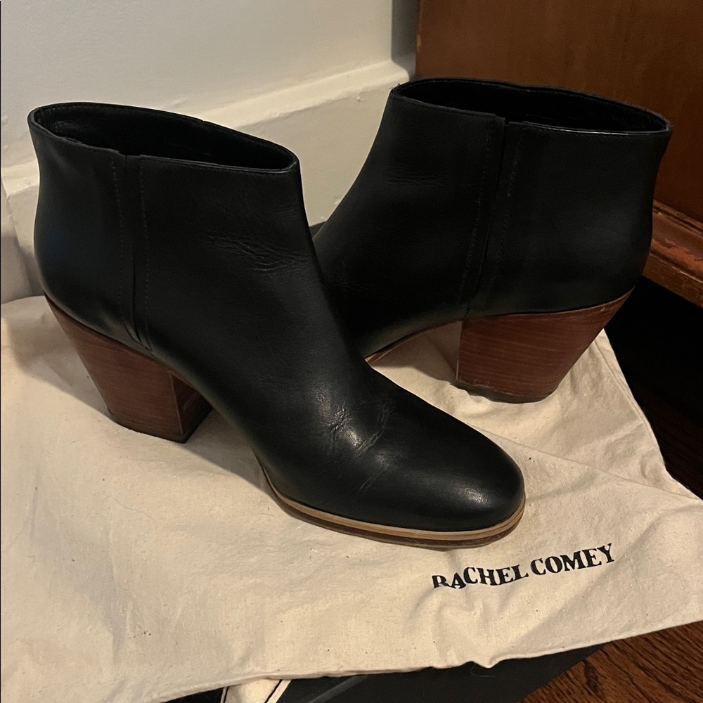 Rachel Comey mars Boot Black Leather Boots with Wooden Heel